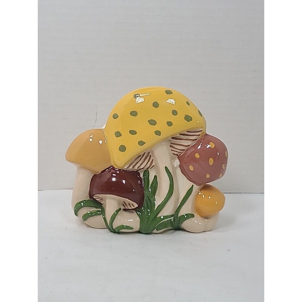 Vintage Ceramic Mushroom Napkin Holder 1970's tan brown - Picture 1 of 6